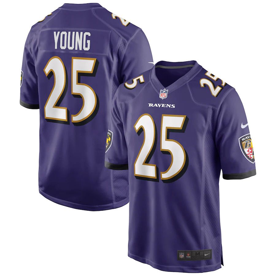 Men Baltimore Ravens #25 Tavon Young Nike Purple Game NFL Jersey
